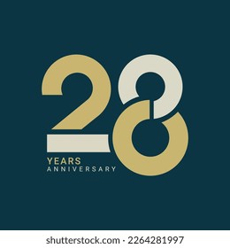 28, 28th Years Anniversary Logo, 28 birthday,  Vector Template Design element for birthday, invitation, wedding, jubilee and greeting card illustration.