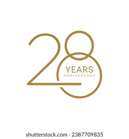 28, 28th Years Anniversary Logo, 28 birthday,  Vector Template Design element for birthday, invitation, wedding, jubilee and greeting card illustration.