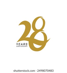 28, 28th Years Anniversary Logo, 28 birthday,  Vector Template Design element for birthday, invitation, wedding, jubilee and greeting card illustration.