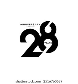 28, logotipo del aniversario de 28 años, 28 cumpleaños, elemento de diseño de Plantilla de Vector para cumpleaños, invitación, boda, jubileo e ilustración de tarjeta de felicitación.