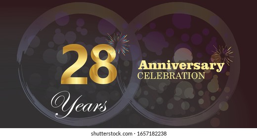 Plantilla vectorial de logotipo de 28 años. Diseño para banner, tarjetas de felicitación o impresión