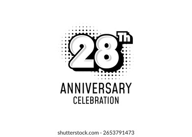 28 Aniversário Logotipo Design em preto e branco