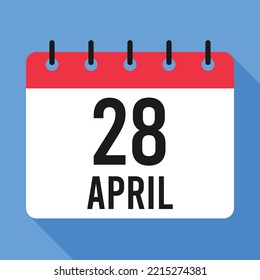 28 April Calendar. Blue Background. Vector Calendar.