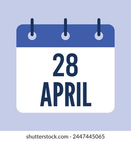28 April Calendar. Blue Background. Vector Calendar.