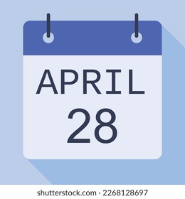 28 April Calendar, Vector Calendar.