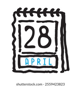 28 April date calendar - A simple yet elegant line art illustration of a date calendar captures the essence of organization and timekeeping. The clean lines and minimalistic design 
