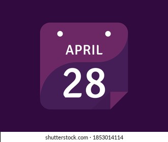 28 April, April 28 icon Single Day Calendar Vector illustration
