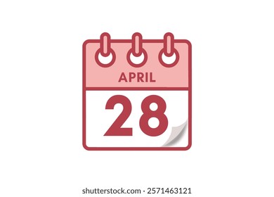 28 April month single day vector, illustration, calendar with maroon, rose and white color background calendar April 28