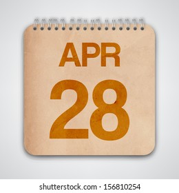 28 April on Old Notebook Vector 