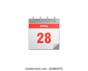 28 April red calendar vector illustration on white background