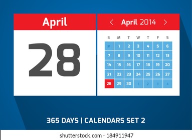 28  April vector day calendar, flat design, Set 2 