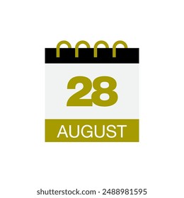 28 de agosto calendario fecha icono Vector eps