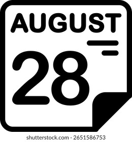 28 agosto Calendário Semi Sólido ícone minimalista