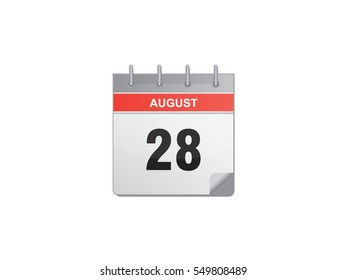 28 August calendar vector illustration on white background