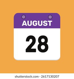 28 august calender icon text page monthly web design.