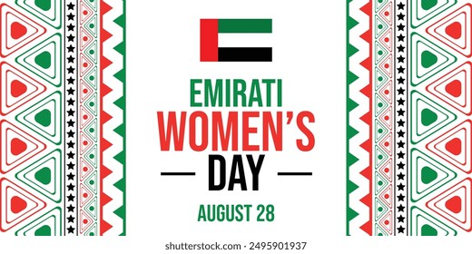 28 August is celebrated as Emirati Women's Day. Emirati Women's Day background, banner, cards, template, poster, wallpaper. Vector EPS 10.