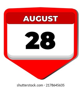 28 August vector icon calendar day. 28 date of august. Twenty eighth day of august. 28th date number. 28 day calendar. Twenty eight date. Emirati womens day, National Red Wine