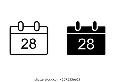 28 Date icon design with white. 
For mobile concept and web design. vector illustration.
