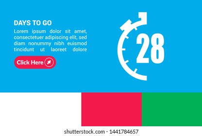 28 days to go banner. flat style. days to go concept