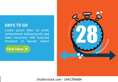 28 days to go banner. flat style. days to go concept