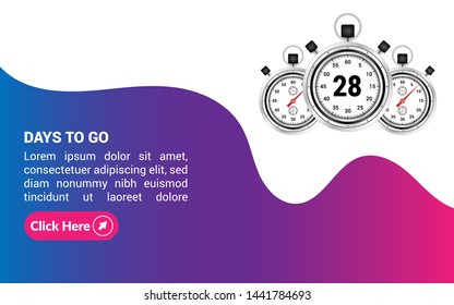 28 days to go banner. flat style. days to go concept