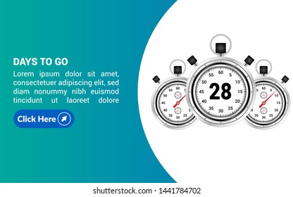 28 days to go banner. flat style. days to go concept