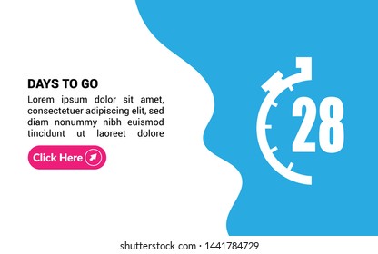 28 days to go banner. flat style. days to go concept
