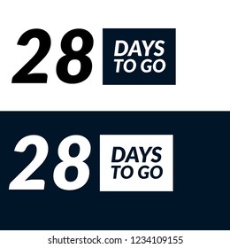 28 days to go label,sign,button. Vector stock illustration.