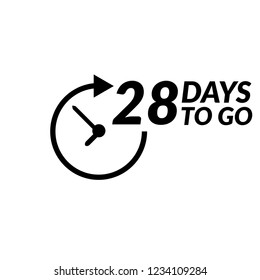 28 days to go label,sign,button. Vector stock illustration.