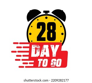 28 días para ir ilustración de arte vectorial con fuente agradable y reloj de alarma combinado