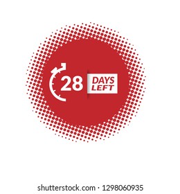 28 Days Left sign - emblem, label, badge,sticker, logo. Designed for your web site design, logo, app, UI