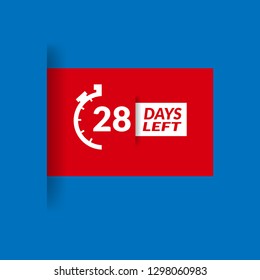 28 Days Left sign - emblem, label, badge,sticker, logo. Designed for your web site design, logo, app, UI