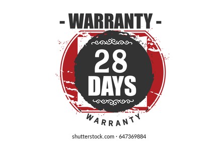 28 days warranty icon vector vintage grunge guarantee