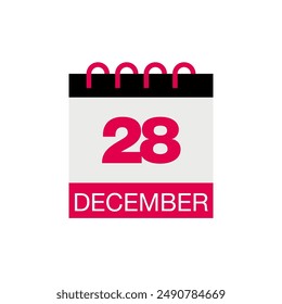 28 december calendar date icon vector eps