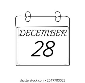 28 dezembro calendário ícone página de texto design mensal web em preto e branco fundo vetor, ícone, ou ilustração com o mês de dezembro 28