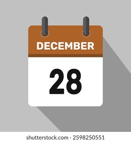 28 december calendar icon vector month date illustration design