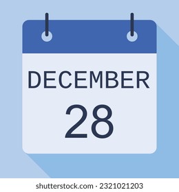 28 December Calendar, Vector Calendar.
