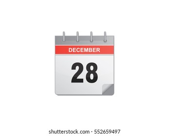 28 December calendar vector illustration on white background