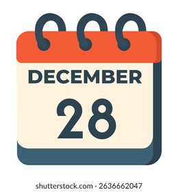 28 December vector on white background
Vector calendar with date