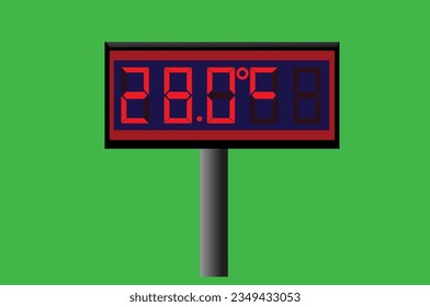 28 degree celsius on digital thermometer or temperature indicator