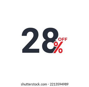 28% Discount Coupon design. Sale tags set vector badges template. Sale offer price sign. Special offer symbol. Discount promotion. Discount badge shape. Vector illustration template 