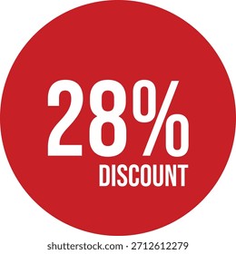 28% Rabatt Symbol Vektor roter Kreis mit weißem Text