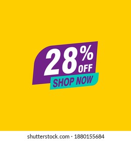 28 Rabatt, Vektor-Abzeichen für Labels, , Aufkleber, Banner, Tags, Web-Aufkleber, Neues Angebot. Discount-Origami-Zeichenbanner