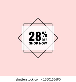 28 discount, Sales Vector badges for Labels, , Stickers, Banners, Tags, Web Stickers, New offer. Discount origami sign banner