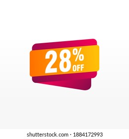 28 discount, Sales Vector badges for Labels, , Stickers, Banners, Tags, Web Stickers, New offer. Discount origami sign banner