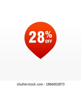 28 discount, Sales Vector badges for Labels, , Stickers, Banners, Tags, Web Stickers, New offer. Discount origami sign banner
