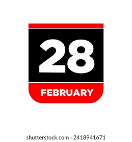 28 feb calendar day vector icon