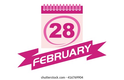 28 February Calendar with Ribbon