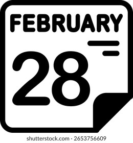 28 February Calendar Semi Solid minimalist Icon