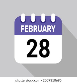 28 Februar Kalender Symbol Textseite monatliches Web-Design.